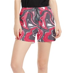 Red Vivid Marble Pattern 3 Runner Shorts by goljakoff