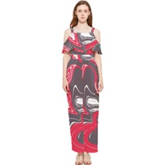 Red Vivid Marble Pattern 3 Draped Sleeveless Chiffon Jumpsuit by goljakoff