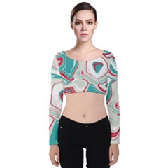 Vector Vivid Marble Pattern 4 Velvet Long Sleeve Crop Top by goljakoff