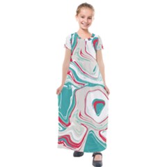 Vector Vivid Marble Pattern 4 Kids  Short Sleeve Maxi Dress by goljakoff