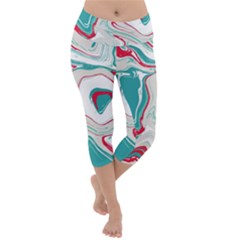 Vector Vivid Marble Pattern 4 Lightweight Velour Capri Yoga Leggings by goljakoff