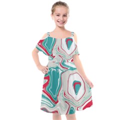 Vector Vivid Marble Pattern 4 Kids  Cut Out Shoulders Chiffon Dress by goljakoff