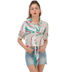 Vector Vivid Marble Pattern 4 Tie Front Shirt  by goljakoff