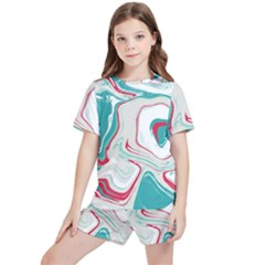 Vector Vivid Marble Pattern 4 Kids  Tee And Sports Shorts Set by goljakoff