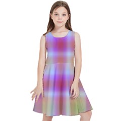 Yellow Squares In Pink Kids  Skater Dress