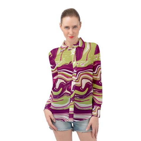 Vector Vivid Marble Pattern 5 Long Sleeve Chiffon Shirt by goljakoff