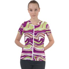 Vector Vivid Marble Pattern 5 Short Sleeve Zip Up Jacket by goljakoff