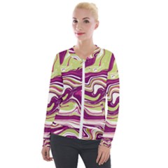 Vector Vivid Marble Pattern 5 Velvet Zip Up Jacket by goljakoff