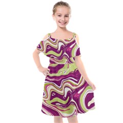 Vector Vivid Marble Pattern 5 Kids  Cut Out Shoulders Chiffon Dress by goljakoff