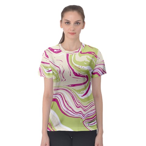 Green Vivid Marble Pattern 6 Women s Sport Mesh Tee by goljakoff