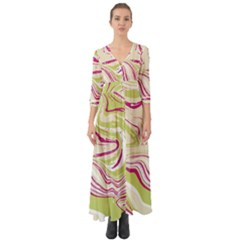 Green Vivid Marble Pattern 6 Button Up Boho Maxi Dress by goljakoff