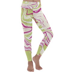 Green Vivid Marble Pattern 6 Kids  Lightweight Velour Classic Yoga Leggings by goljakoff