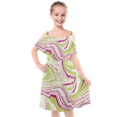 Green Vivid Marble Pattern 6 Kids  Cut Out Shoulders Chiffon Dress by goljakoff