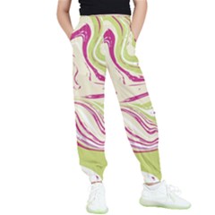 Green Vivid Marble Pattern 6 Kids  Elastic Waist Pants by goljakoff