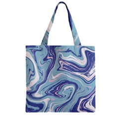 Blue Vivid Marble Pattern 9 Zipper Grocery Tote Bag by goljakoff