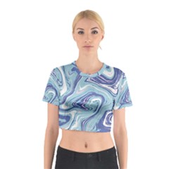 Blue Vivid Marble Pattern 9 Cotton Crop Top by goljakoff