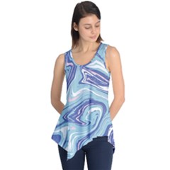 Blue Vivid Marble Pattern 9 Sleeveless Tunic by goljakoff