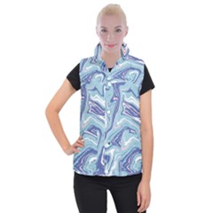 Blue Vivid Marble Pattern 9 Women s Button Up Vest by goljakoff