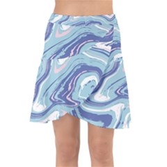 Blue Vivid Marble Pattern 9 Wrap Front Skirt by goljakoff