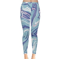 Blue Vivid Marble Pattern 9 Inside Out Leggings by goljakoff