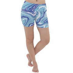 Blue Vivid Marble Pattern 9 Lightweight Velour Yoga Shorts by goljakoff