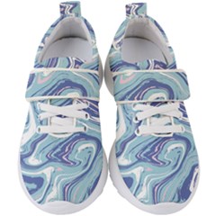 Blue Vivid Marble Pattern 9 Kids  Velcro Strap Shoes by goljakoff