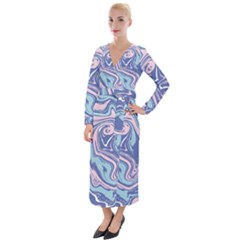 Vector Vivid Marble Pattern 10 Velvet Maxi Wrap Dress