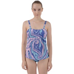 Vector Vivid Marble Pattern 10 Twist Front Tankini Set by goljakoff