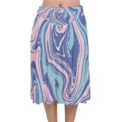 Vector Vivid Marble Pattern 10 Velvet Flared Midi Skirt by goljakoff