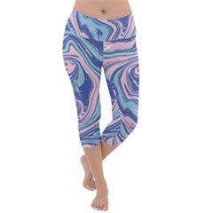 Vector Vivid Marble Pattern 10 Lightweight Velour Capri Yoga Leggings by goljakoff