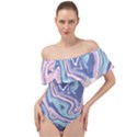 Vector Vivid Marble Pattern 10 Off Shoulder Velour Bodysuit  View1