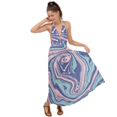 Vector Vivid Marble Pattern 10 Backless Maxi Beach Dress by goljakoff