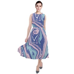 Vector Vivid Marble Pattern 10 Round Neck Boho Dress by goljakoff