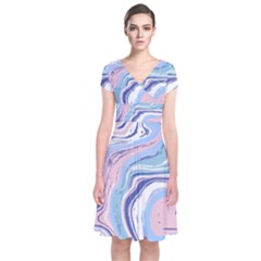 Vector Vivid Marble Pattern 11 Short Sleeve Front Wrap Dress by goljakoff