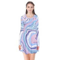 Vector Vivid Marble Pattern 11 Long Sleeve V-neck Flare Dress by goljakoff