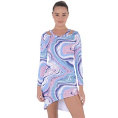 Vector Vivid Marble Pattern 11 Asymmetric Cut-out Shift Dress