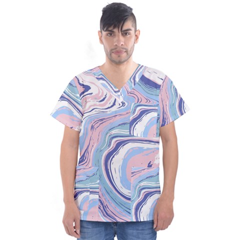 Vector Vivid Marble Pattern 11 Men s V-neck Scrub Top by goljakoff