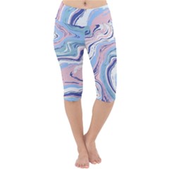 Vector Vivid Marble Pattern 11 Lightweight Velour Cropped Yoga Leggings by goljakoff