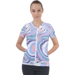 Vector Vivid Marble Pattern 11 Short Sleeve Zip Up Jacket by goljakoff