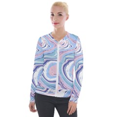 Vector Vivid Marble Pattern 11 Velvet Zip Up Jacket by goljakoff