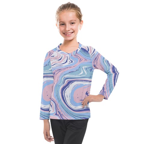 Vector Vivid Marble Pattern 11 Kids  Long Mesh Tee by goljakoff