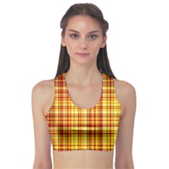 Red Lines On Yellow Sports Bra by JustToWear