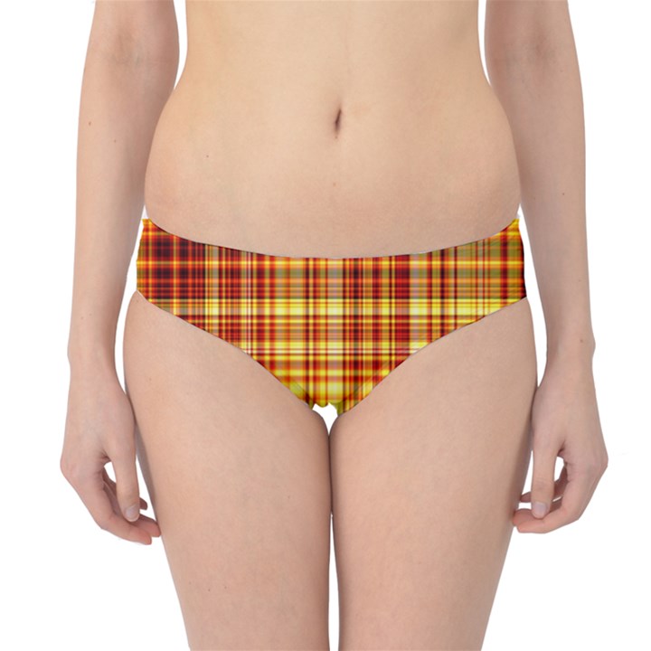 Red Lines On Yellow Hipster Bikini Bottoms