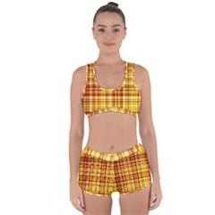 Red Lines On Yellow Racerback Boyleg Bikini Set