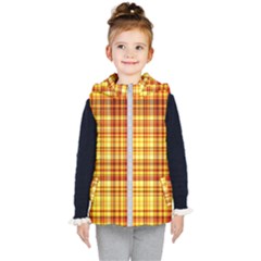 Red Lines On Yellow Kids  Hooded Puffer Vest