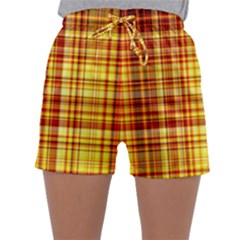 Red Lines On Yellow Sleepwear Shorts by JustToWear