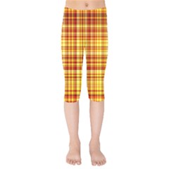 Red Lines On Yellow Kids  Capri Leggings 