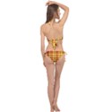 Red Lines On Yellow Cross Front Halter Bikini Set View2