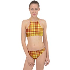 Red Lines On Yellow Racer Front Bikini Set by JustToWear