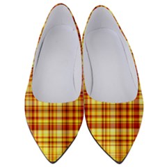 Red Lines On Yellow Women s Low Heels